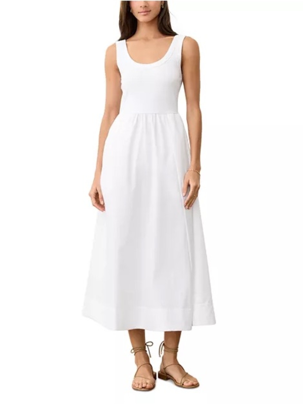 NWT Marine Layer Gemma Sleeveless White Scoop Neck Midi $128Dress